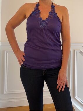 Y2K 00’s beaded going out top fairycore le chateau violet purple